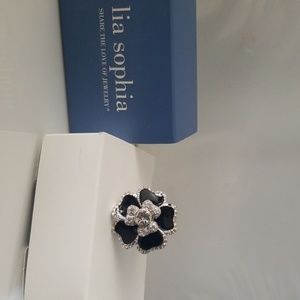 Giant black and crystal ring